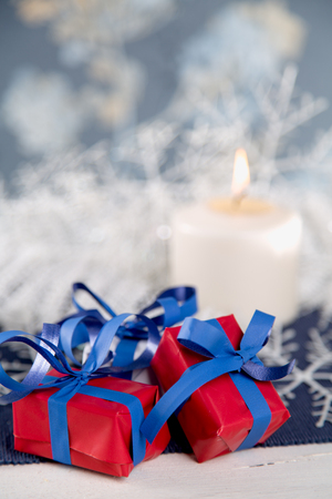 Christmas background with decoration stuffの写真素材
