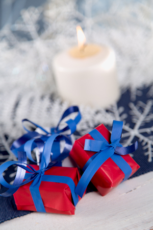 Christmas background with decoration stuffの写真素材