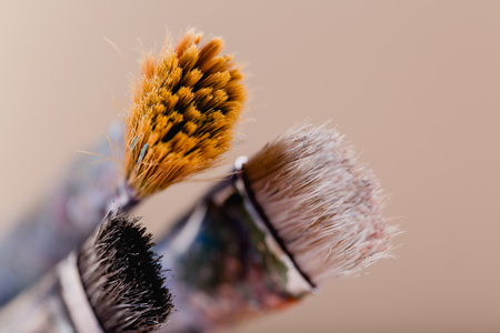 Close up of different paint brushesの写真素材