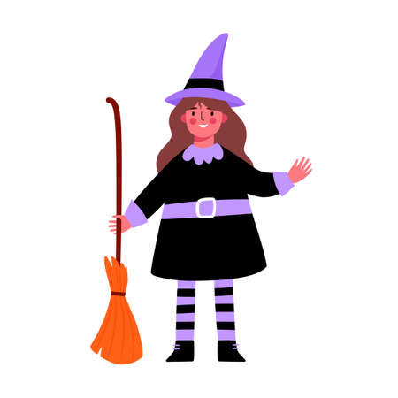 Cute Halloween Set of cartoon characters. Children in costumes for Halloween. Witch, vampire, dracula, Frankensteins monster,zombie. Funny and cute carnival kids set. Vector illustration.のイラスト素材