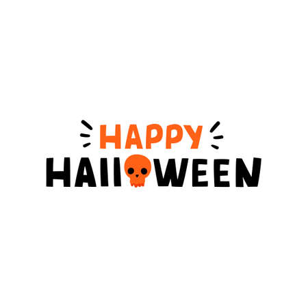 Cute Lettering phrase Happy Halloween. Design Elements for cards, posters, banner.のイラスト素材