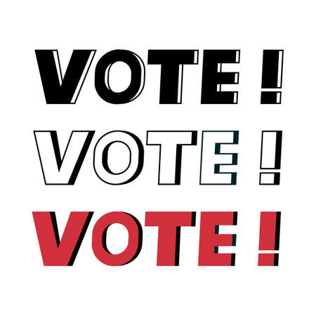 Election day, voting poster, banner design. Blue, red, black vote word. Political election campaign. Debate of president voting. Flyer vector illustration.のイラスト素材