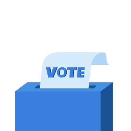 Vote box with checklist. Putting paper in ballot box. Election concept. Flat design vector illustration, can be use for landing page, web, ui, banner, flyer, poster, template.のイラスト素材