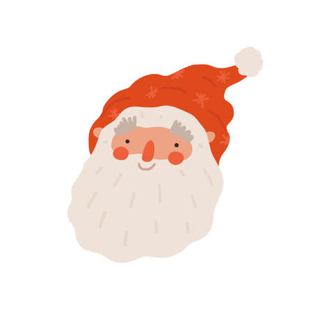 Cute Santa Claus . Flat cartoon vector illustration for Christmas, New Year greeting card.のイラスト素材