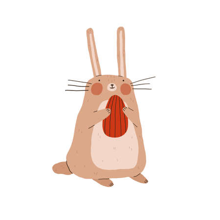 Cute funny rabbit character. Happy Easter bunny. Cartoon vector illustration.のイラスト素材