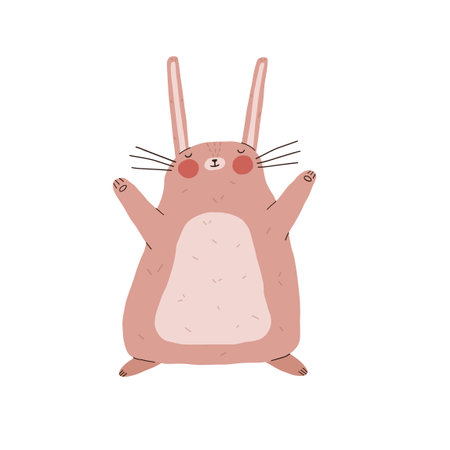 Cute funny rabbit character. Happy Easter bunny. Cartoon vector illustration.のイラスト素材
