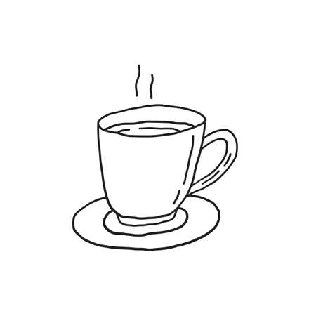 Tea or coffee cup. Hand drawn line vector illustration.のイラスト素材