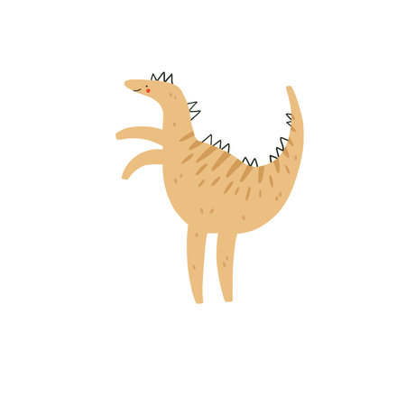 Cute velociraptor dinosaur. Funny dino character. Vector cartoon illustration.のイラスト素材