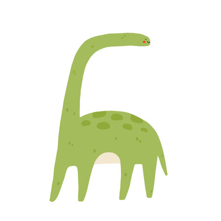 Cute brachiosaurus dinosaur. Funny dino character. Vector cartoon illustration.のイラスト素材