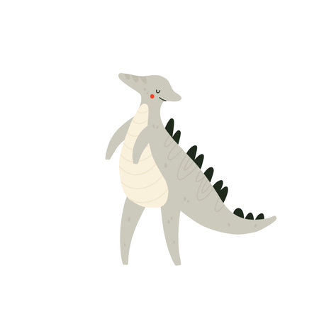Cute parasaurolophus dinosaur. Funny dino character. Vector cartoon illustration.のイラスト素材