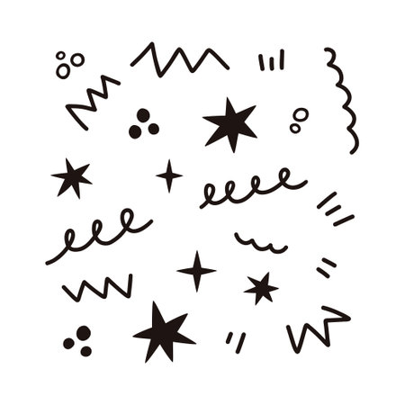 Doodle hand drawn design elements. Simple sketch line set.のイラスト素材