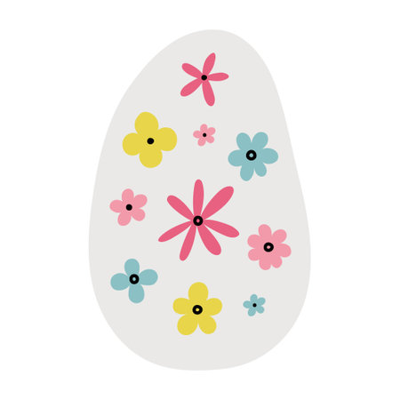 Easter egg with floral decoration. Vector Illustration.のイラスト素材