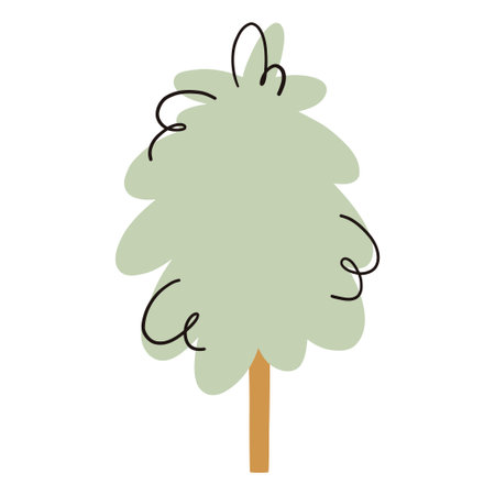 Hand drawn green tree. simple vector illustrationのイラスト素材