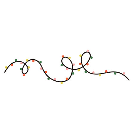 Christmas lights garland. Colorful LED bulb. vector flat illustrationのイラスト素材