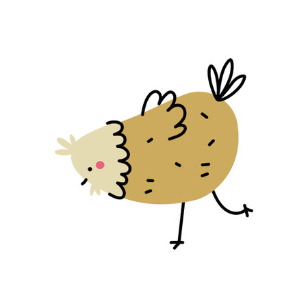 Cute hand drawn chicken. Simple vector illustration in doodle styleのイラスト素材