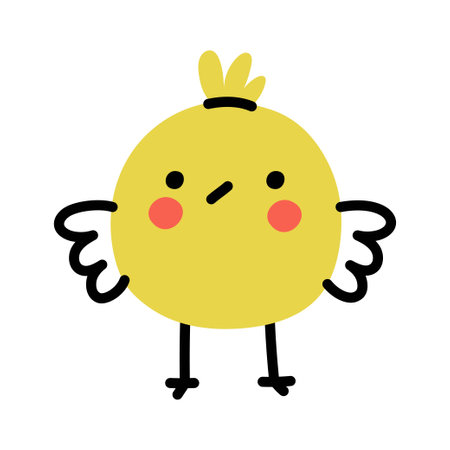 Cute hand drawn chick. Simple vector illustration in doodle styleのイラスト素材