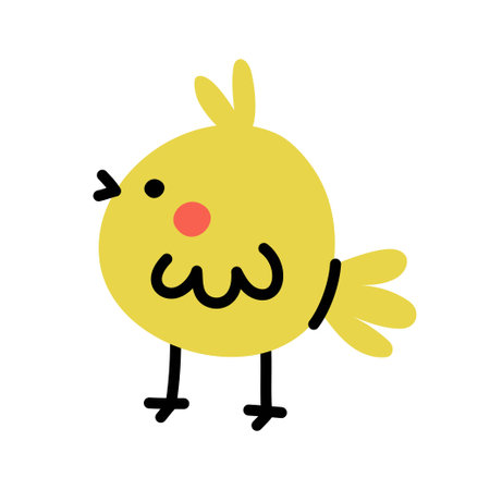 Cute hand drawn chick. Simple vector illustration in doodle styleのイラスト素材