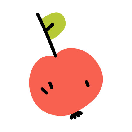 Simple doodle red apple. Flat vector illustration.のイラスト素材
