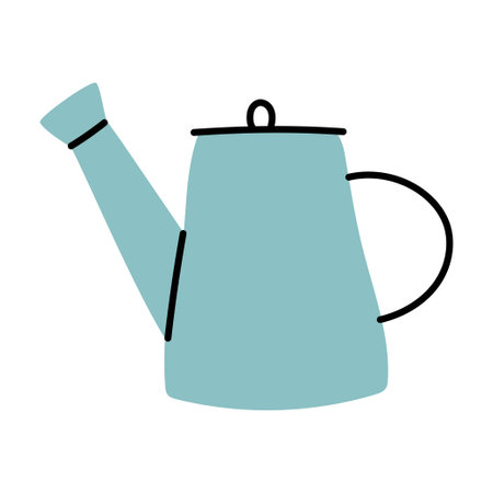 Simple blue watering can. Cartoon flat vector illustration.のイラスト素材