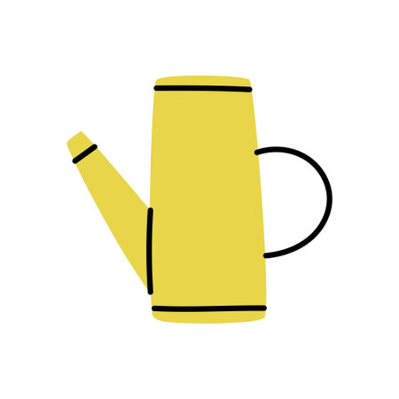 Simple yellow watering can. Cartoon flat vector illustration.のイラスト素材