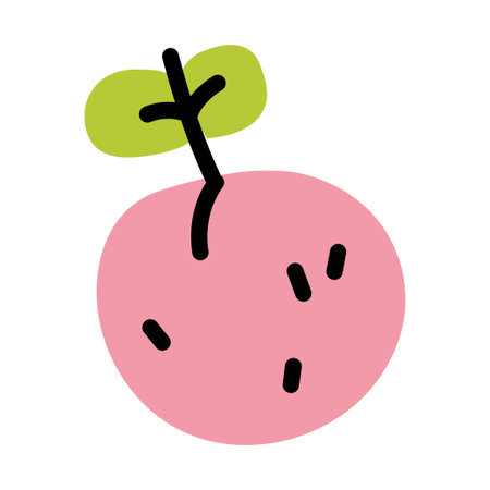 Simple doodle pink peach. Flat vector illustration.のイラスト素材