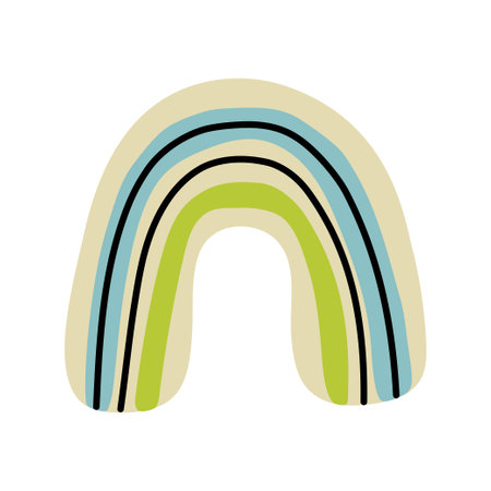 Hand drawn doodle rainbow. Simple vector illustration.のイラスト素材