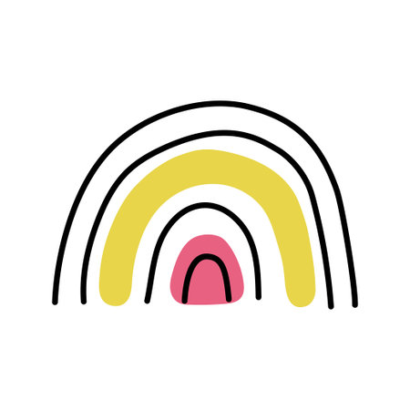 Hand drawn doodle rainbow. Simple vector illustration.のイラスト素材