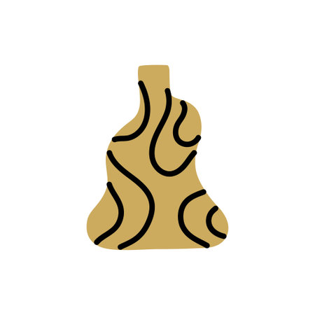 Modern hand drawn ceramic vase. Simple vector illustration.のイラスト素材