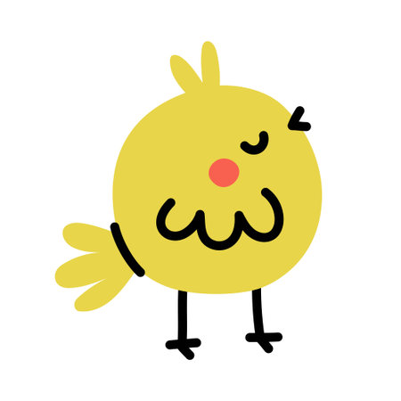 Cute hand drawn chick. Simple vector illustration in doodle styleのイラスト素材