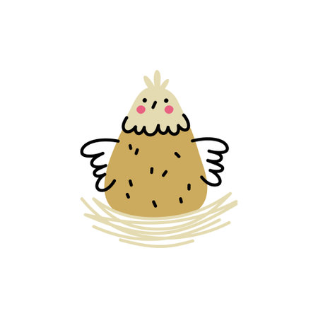 Cute hand drawn chicken. Simple vector illustration in doodle styleのイラスト素材