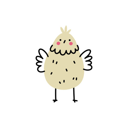 Cute hand drawn chicken. Simple vector illustration in doodle styleのイラスト素材