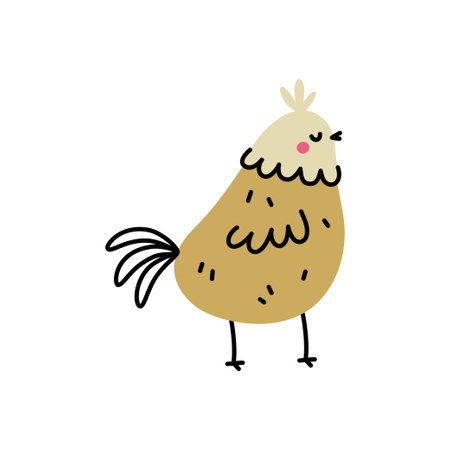 Cute hand drawn chicken. Simple vector illustration in doodle styleのイラスト素材