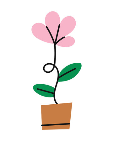 Home flower in pot. Flat vector illustration.のイラスト素材
