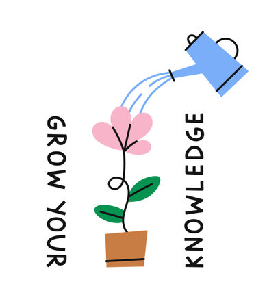 Watering can and plant in the pot. Vector illustration.のイラスト素材