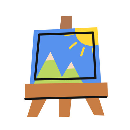 Easel with canvas. Vector flat illustration.のイラスト素材