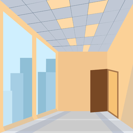 office with door huge glass space story building - vectorのイラスト素材
