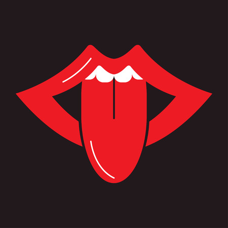 Open mouth sticking out tongue lips with tongue vector illustrationのイラスト素材