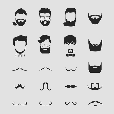 Hipster hair and beards mustache set vectorのイラスト素材
