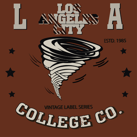 Los Angeles California sport typography tornado t-shirt - vectorのイラスト素材