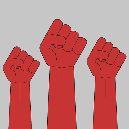 Clenched fist protest revolution strike meeting  vectorのイラスト素材