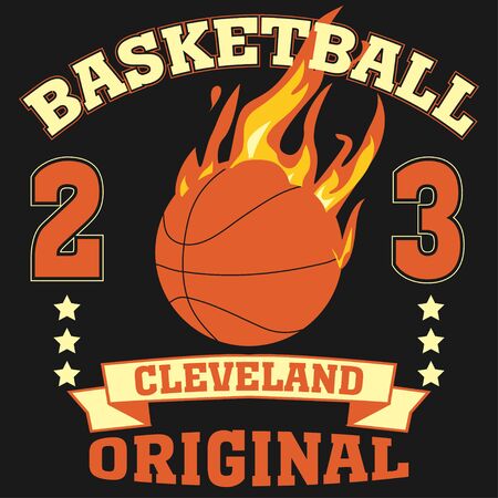 Cleveland Ohio sport typography t-shirt basketball burning ball champion college team - vectorのイラスト素材