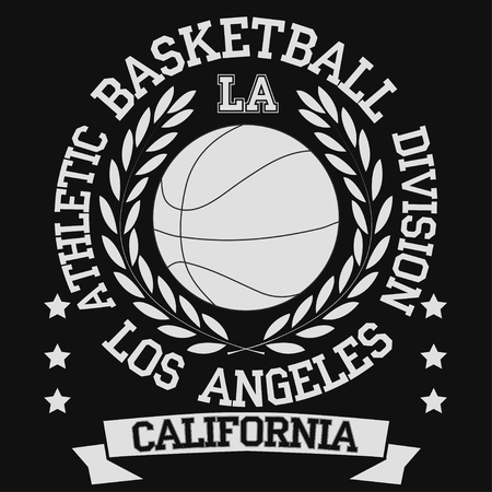College fashion design print for t-shirt Los Angeles basketball set. California Sport Typography, vintageのイラスト素材