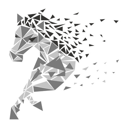 Horse particles icon design. Galloping brown horse particles - illustrationのイラスト素材