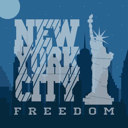 New york  typography fashion Night cityscape background , t-shirt graphicsのイラスト素材