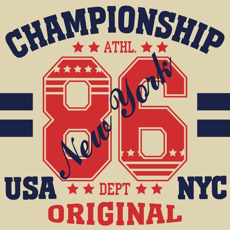 New york Brooklyn sport typography t-shirt. New york College fashion design print. Brooklyn T-shirt Printing Designのイラスト素材