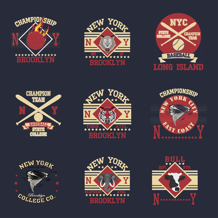 New york Brooklyn sport typography t-shirt college team setのイラスト素材