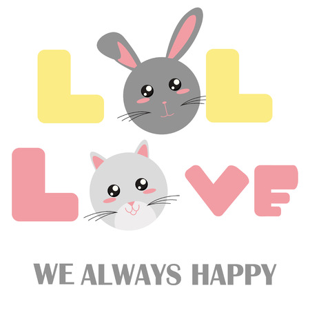 print design for baby fashion with cute rabbit and a cat headのイラスト素材