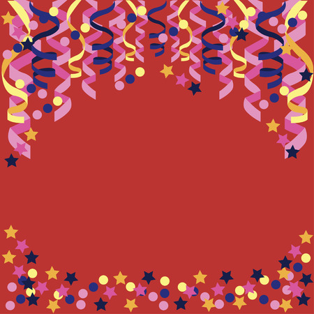 background with confetti, paper streamersのイラスト素材
