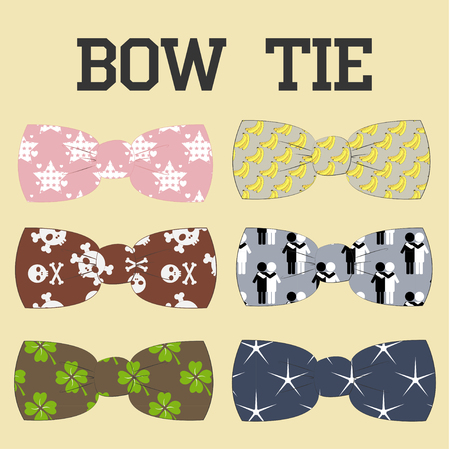 illustration set of colorful bow tie in different colorsのイラスト素材