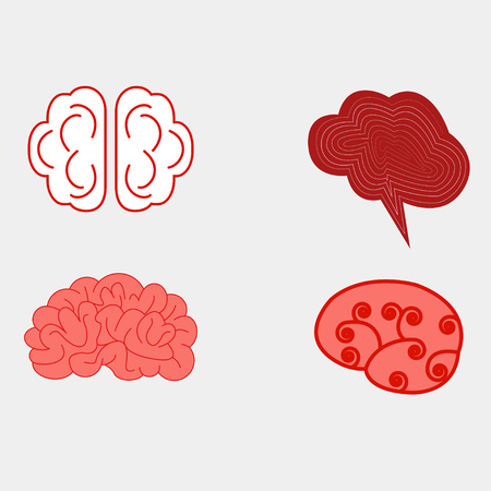 Human brain views set -icons.のイラスト素材